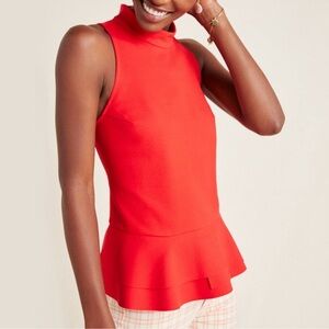 Anthropologie Cressida Mock Neck Tank Top, Red, Size Large, NEW